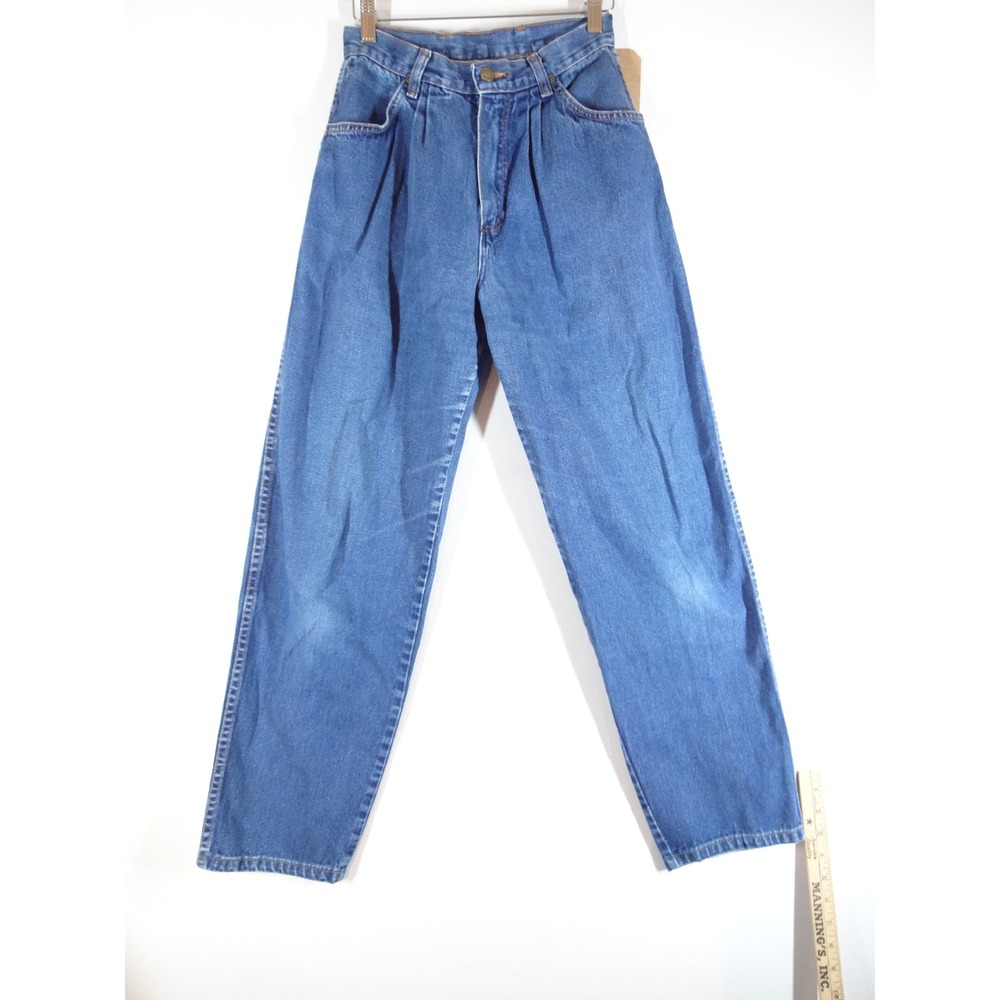 VTG Rustler Jeans Womens XS Petite Blue Pleated High Waist Mom Denim 3571